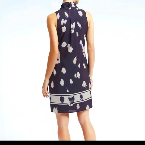 🐝 - Banana Republic sz M Navy & White Abstract Print Dress - Picture 2 of 5